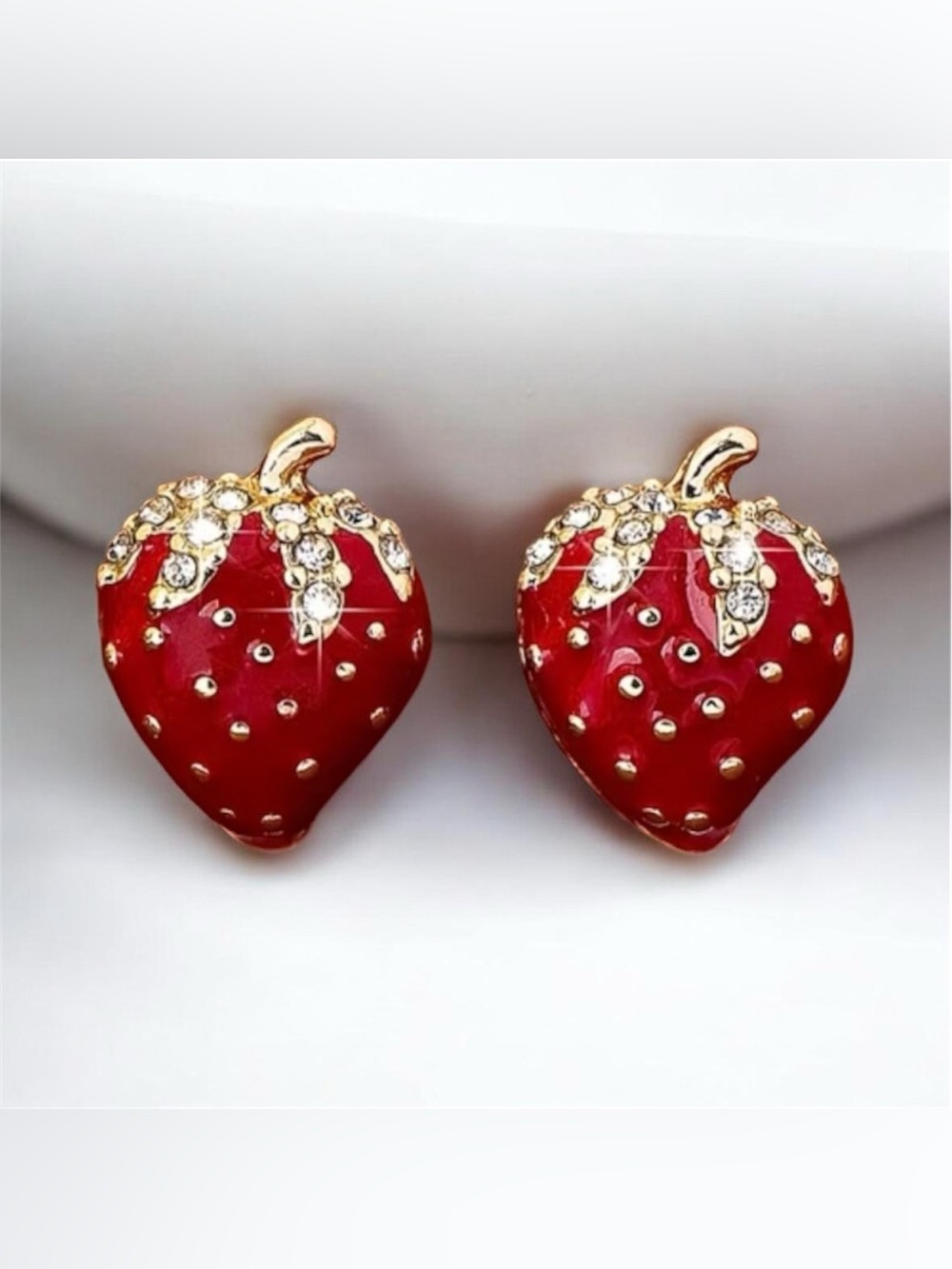 5/$25 NWT Strawberry Enamel Stud Earrings